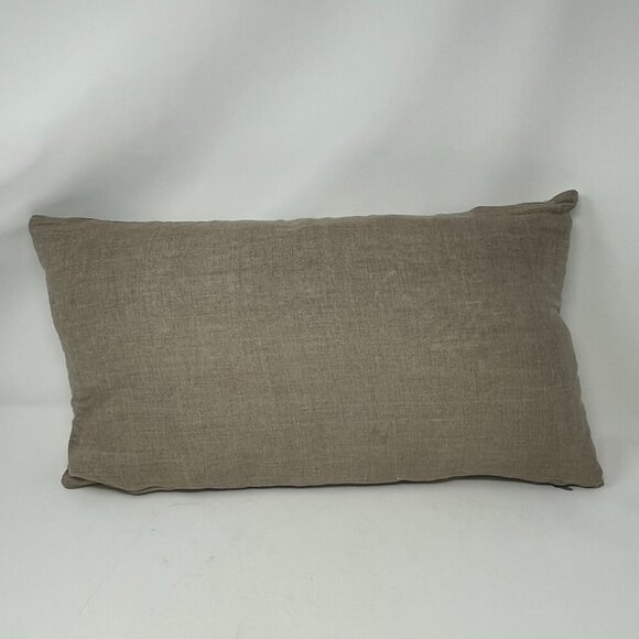 Room and Board throw pillow accent cream blue diamond soft feathers lumbar 12x22 - Picture 2 of 6